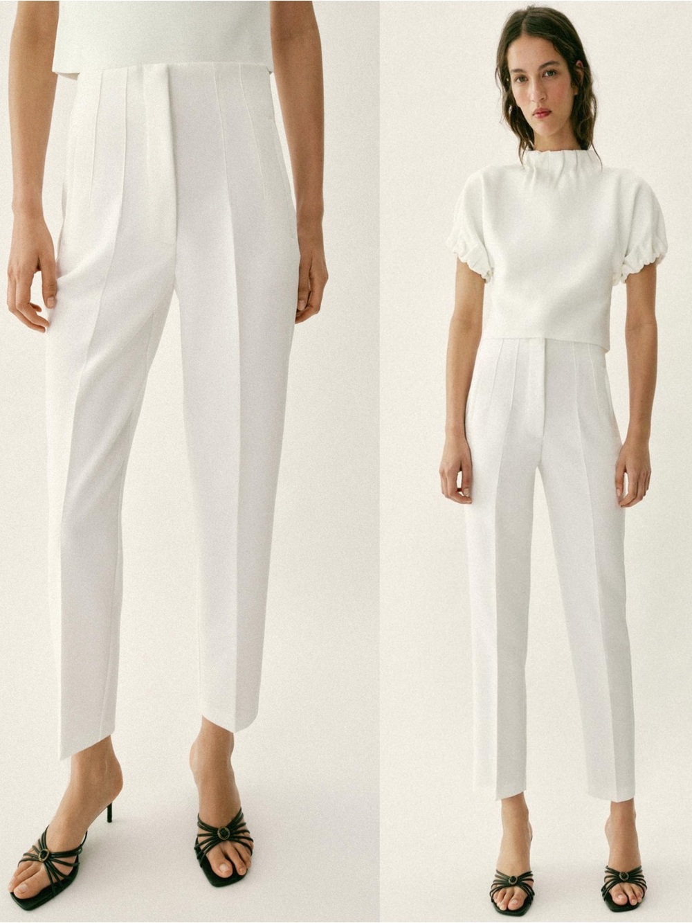 Zara High Waisted Slim Fit Ankle Length Pants in White size Small